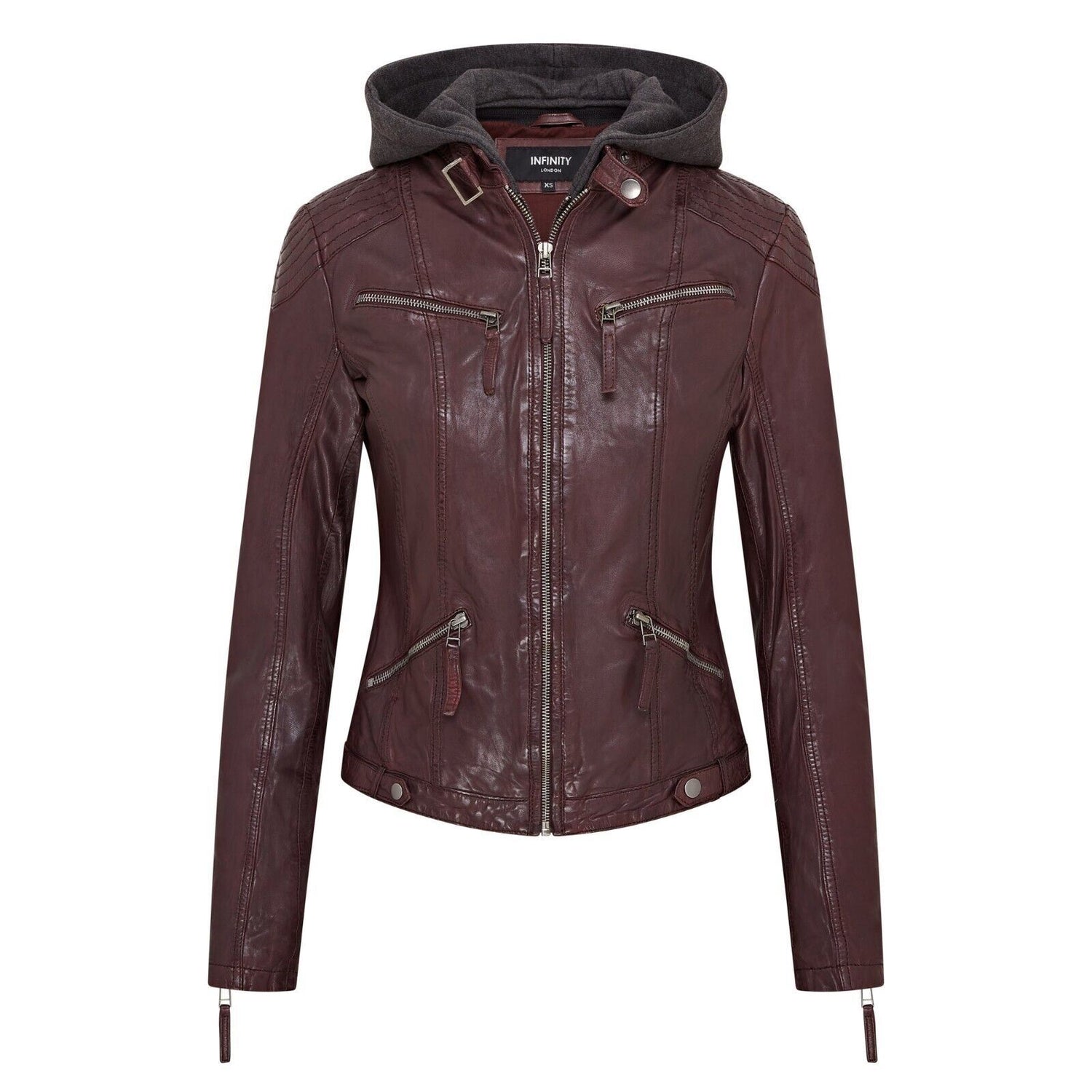 Womens Hooded Classic Biker Jacket - Wareham