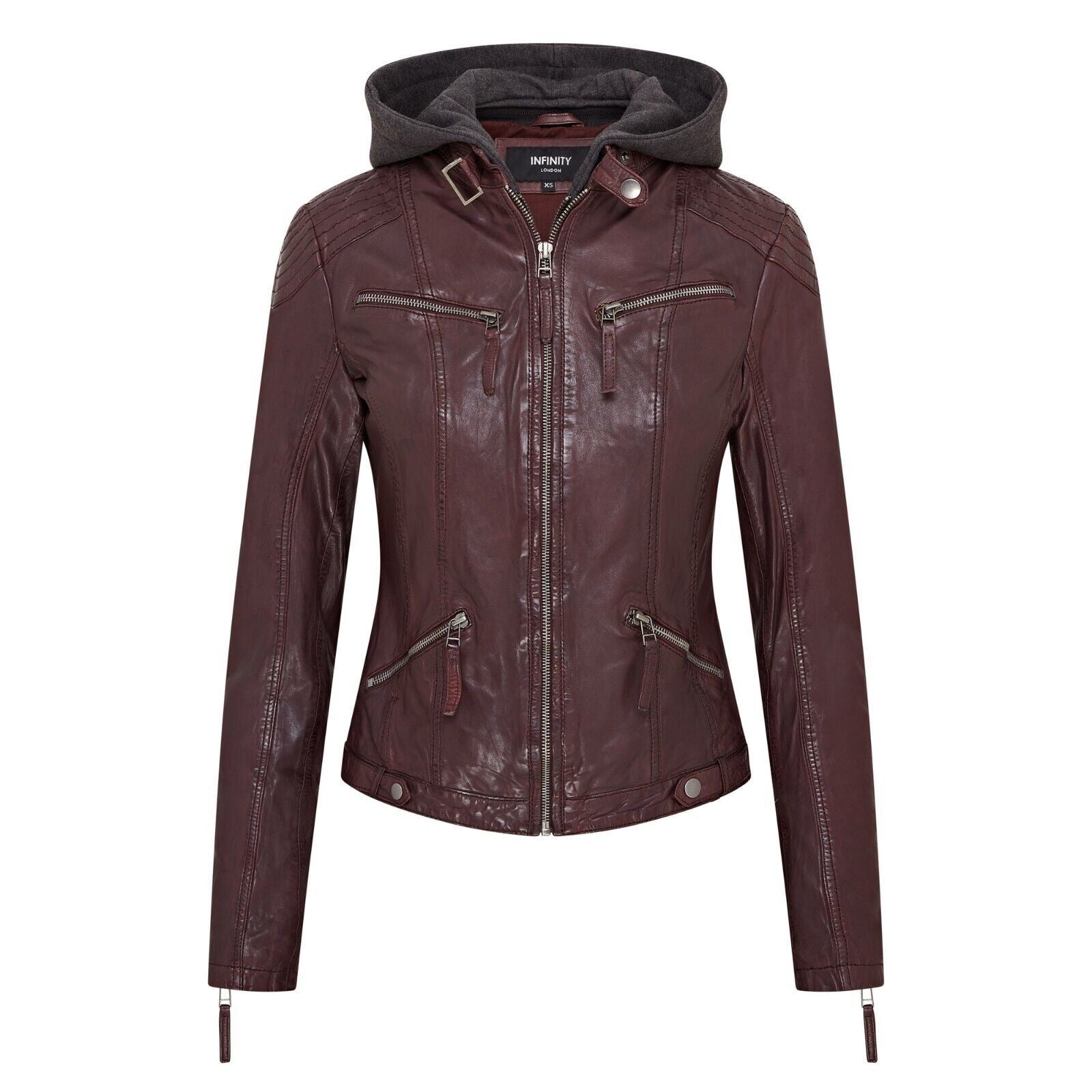 Womens Hooded Classic Biker Jacket - Wareham