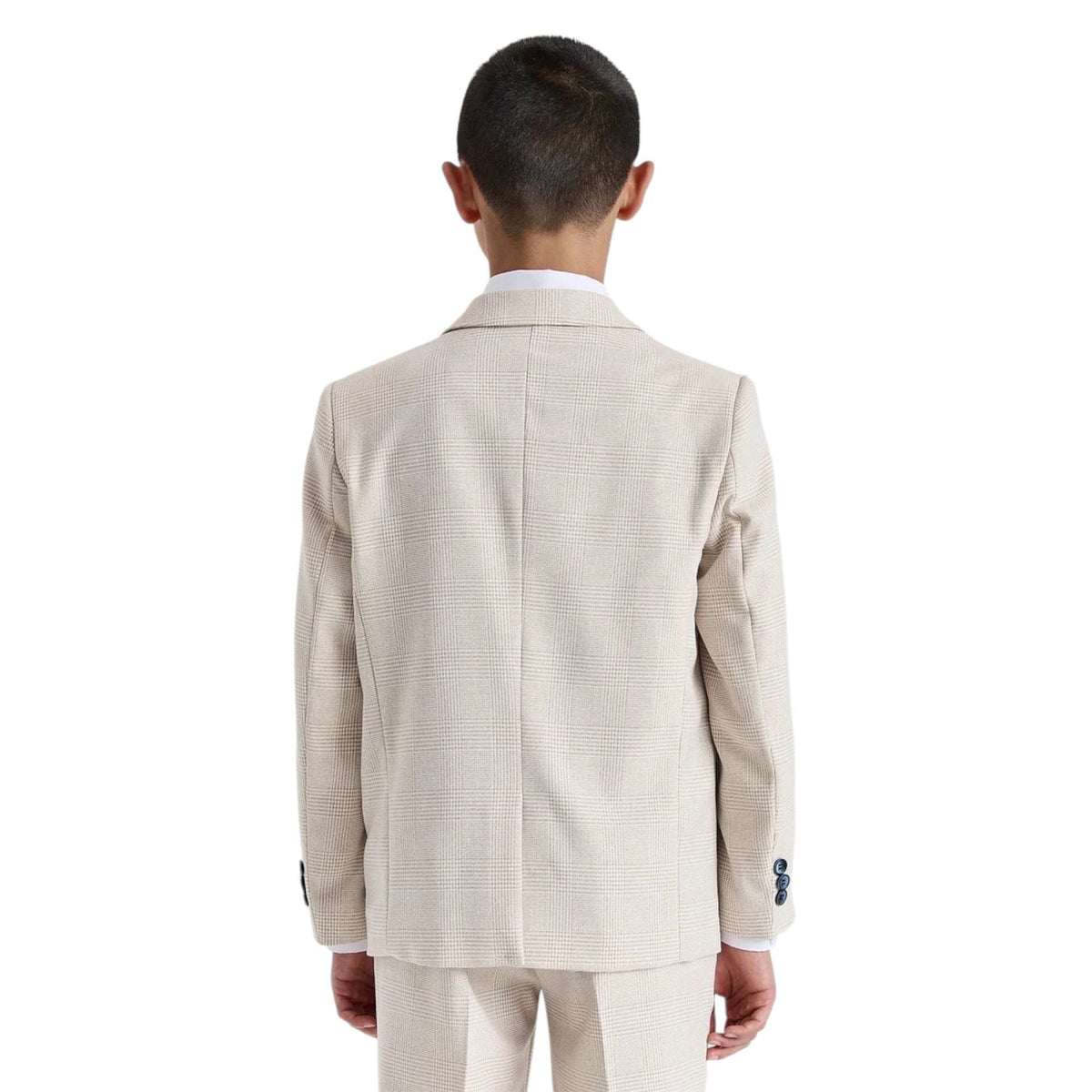 Boys Cream 3 Piece Check Formal Suit - Regent