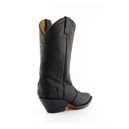 Grinders Unisex Brown Leather Cowboy Boots-Arizona HI