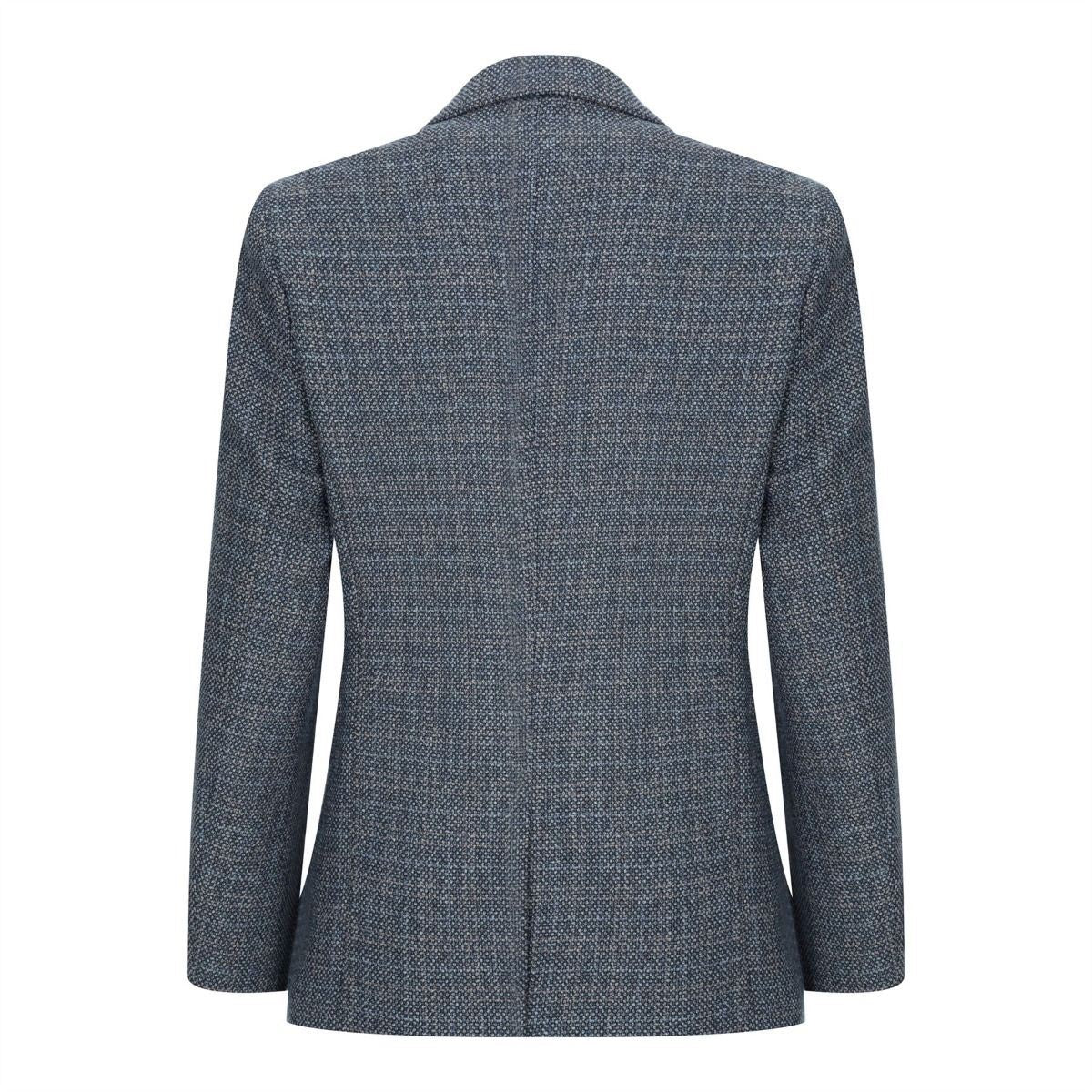 Boys 3 Piece Blue Tweed Check Vintage Retro Suit