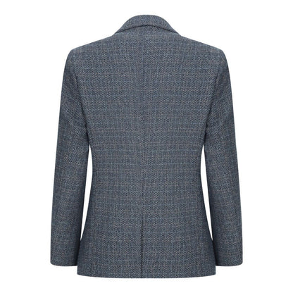 Boys 3 Piece Blue Tweed Check Vintage Retro Suit