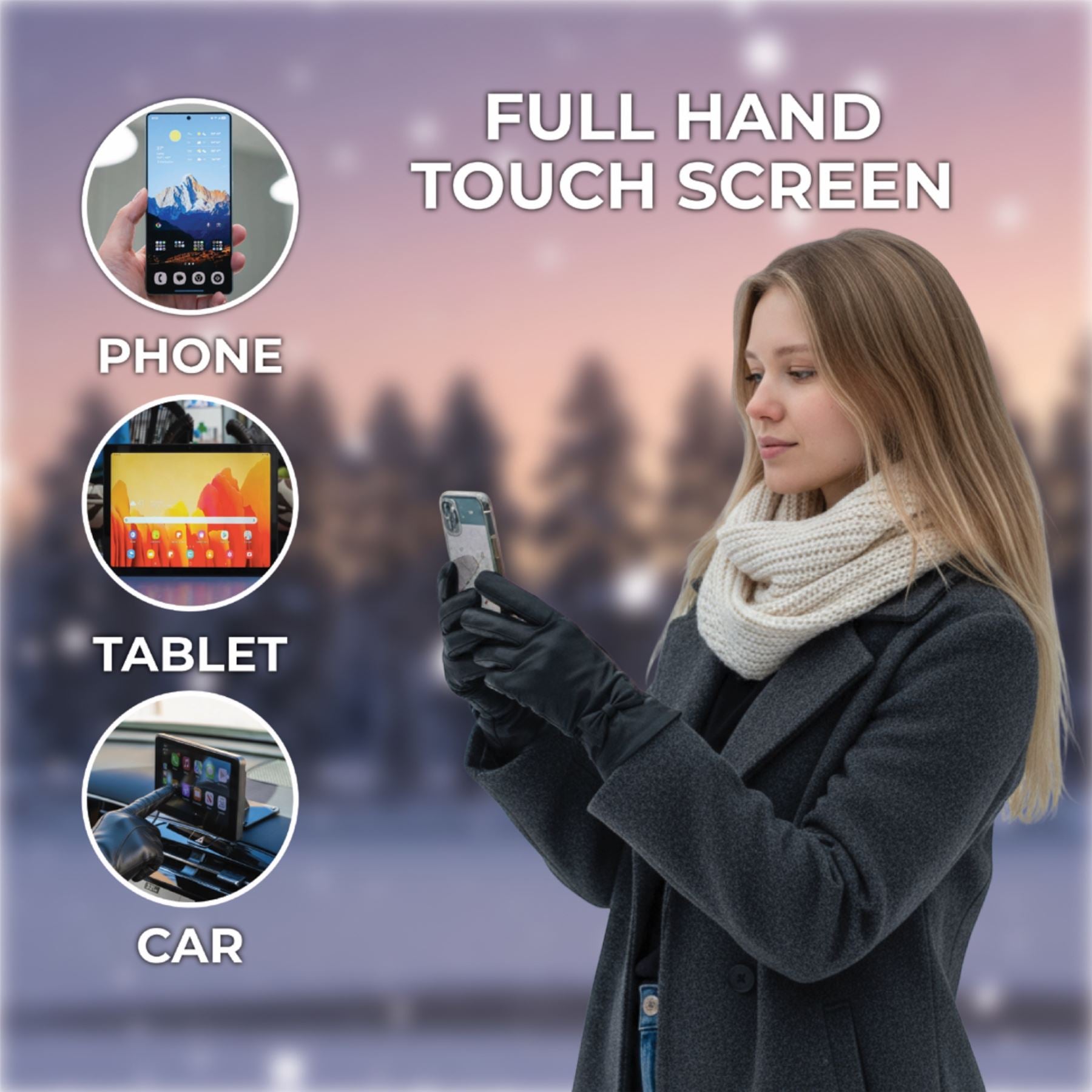 Womens Italian Leather Winter Bow Design Soft Wool Lining Gloves - L-GLV-401