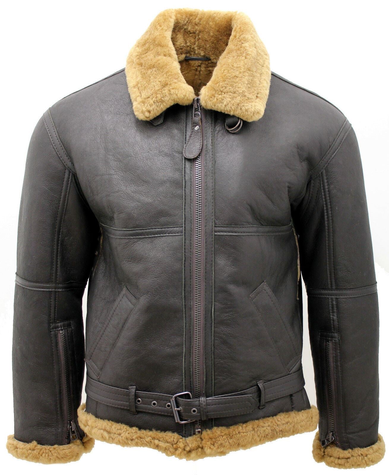 Mens B3 Sheepskin RAF Aviator Leather Jacket-Hatfield