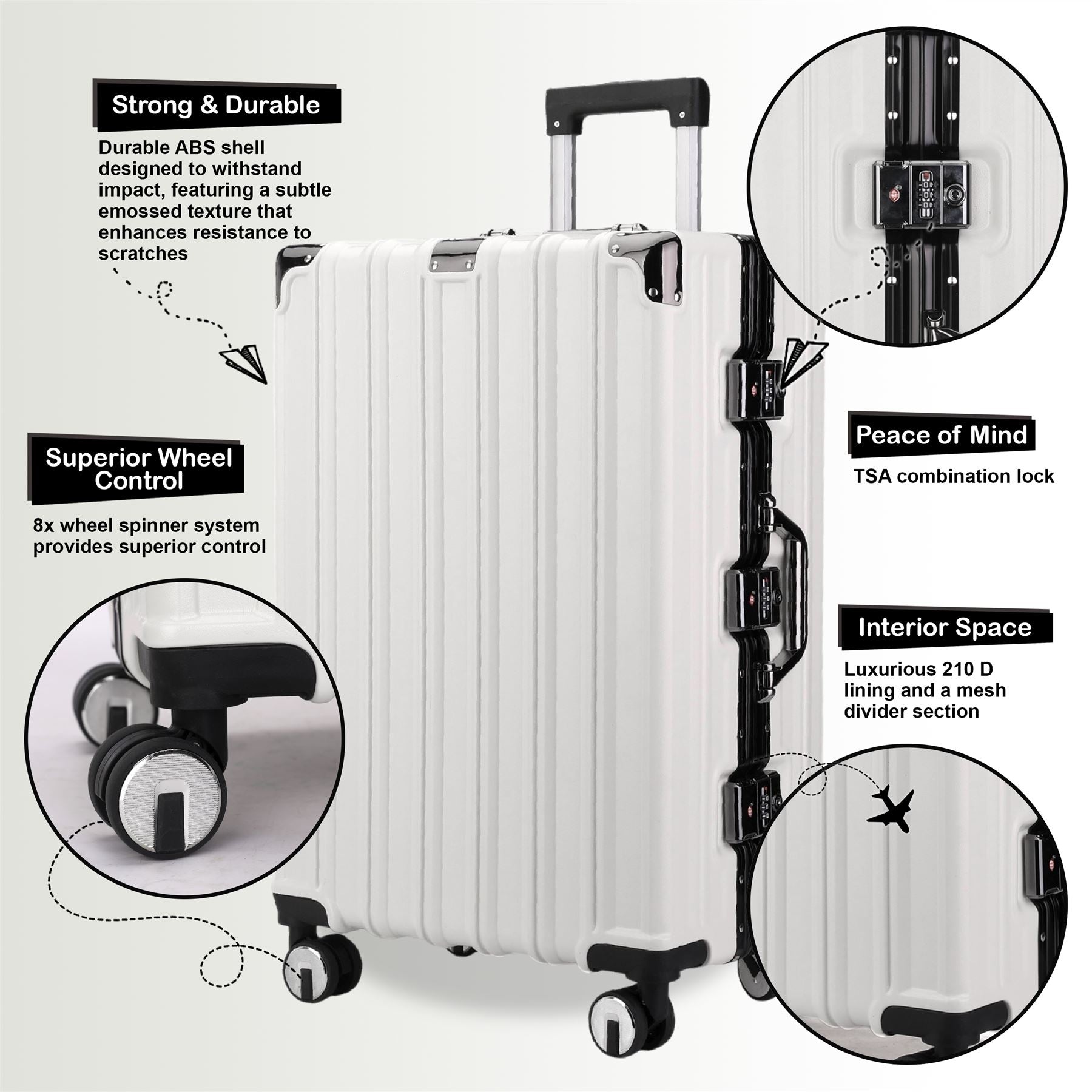 Airdrie Large Hard Shell Suitcase in White