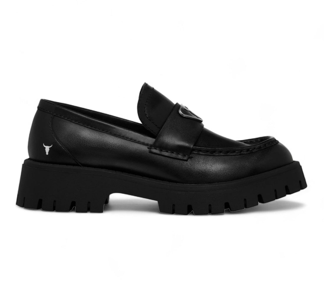 Windsorsmith Black Leather Chunky Loafers - Throne