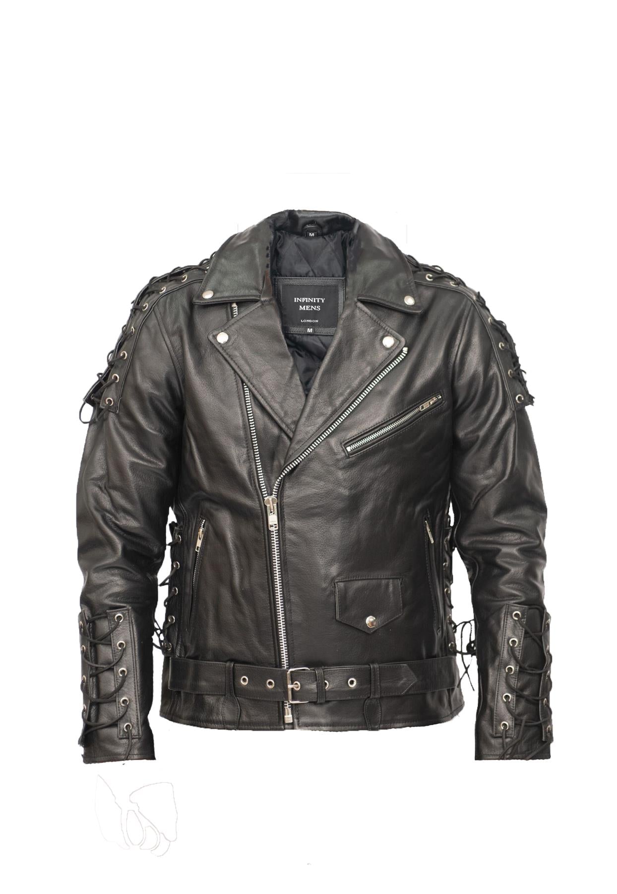 Mens Vintage Brando Leather Biker Jacket-Sandwich - Upperclass Fashions 