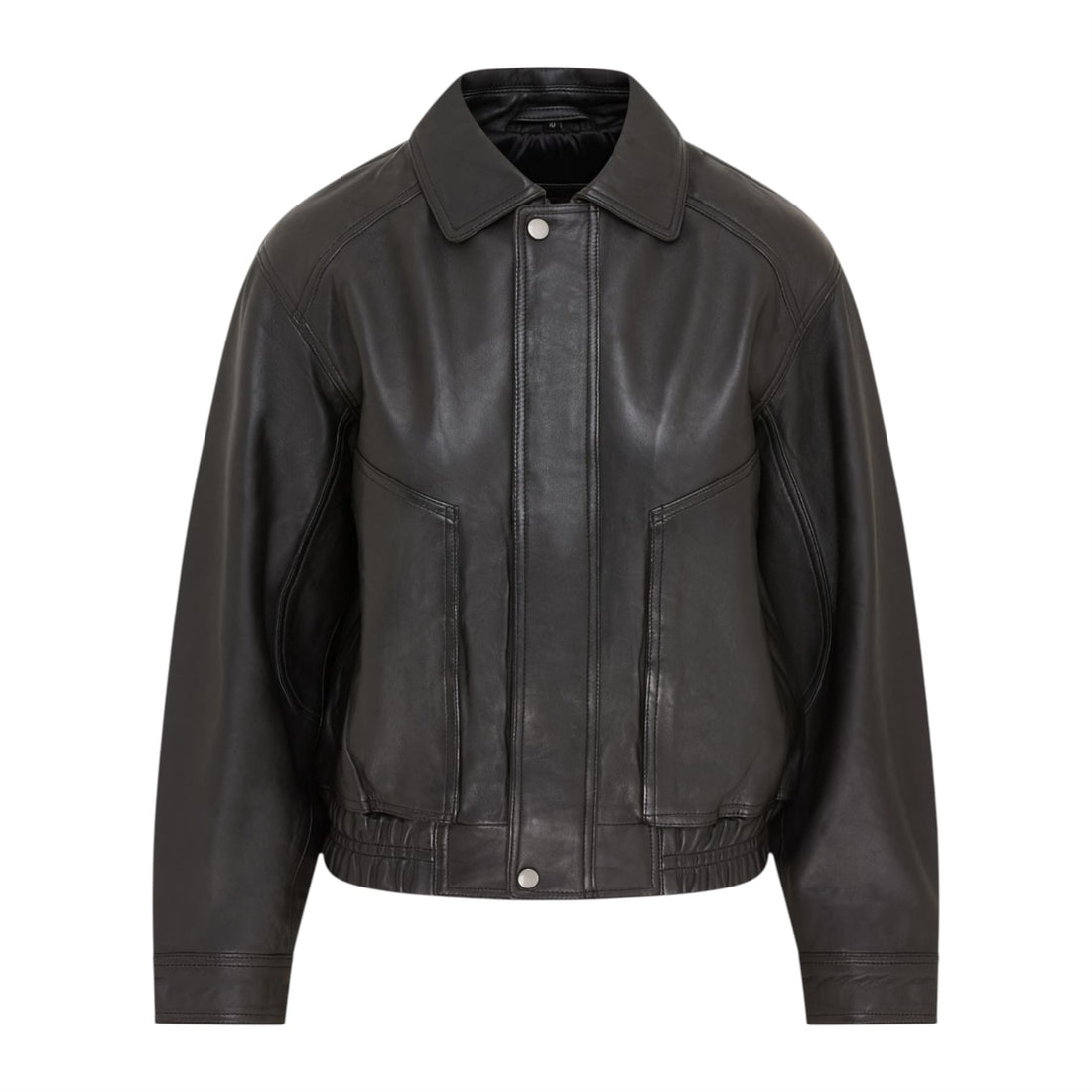 Womens Leather Biker Bomber Oversized Jacket - Blouson