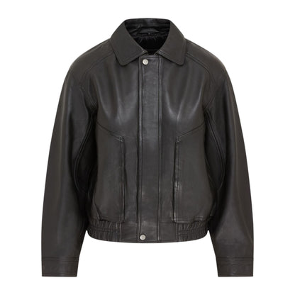Womens Leather Biker Bomber Oversized Jacket - Blouson