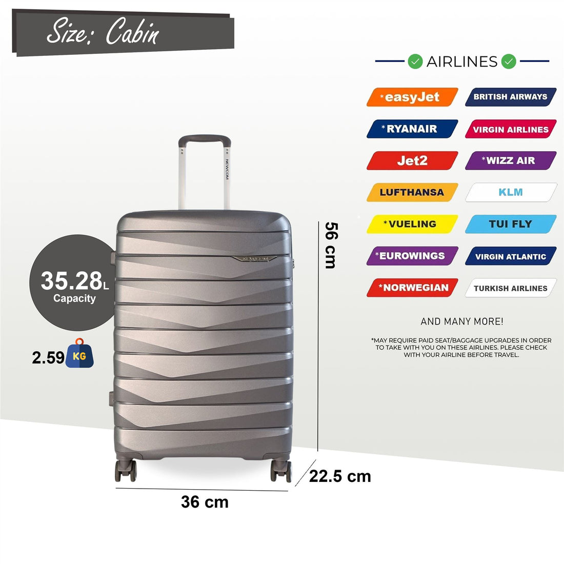 Forster Cabin Hard Shell TSA Suitcase in Smoke Grey