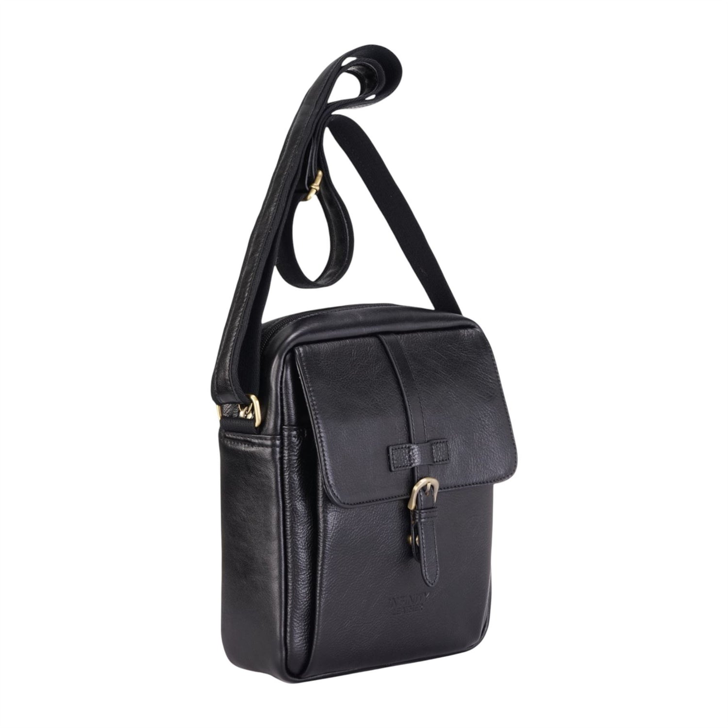 Genuine Leather Black Vintage Crossbody Messenger Travel Bag - Ashby