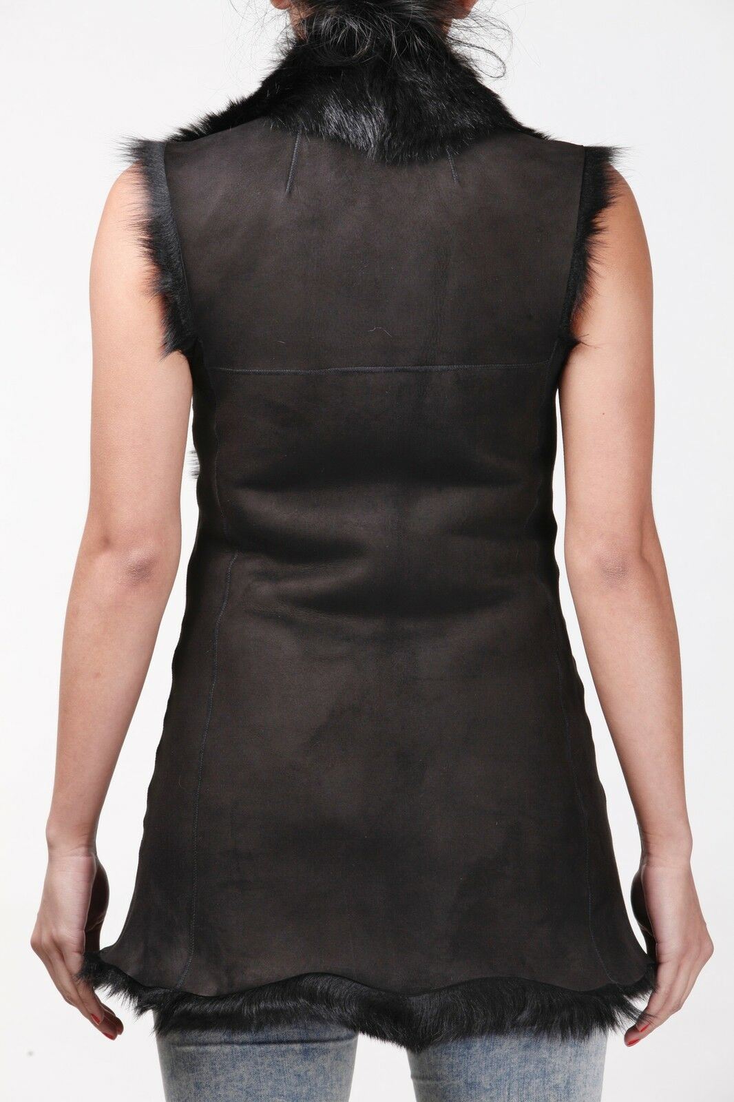 Womens Warmer Toscana Sheepskin Long Gilet-Seaford