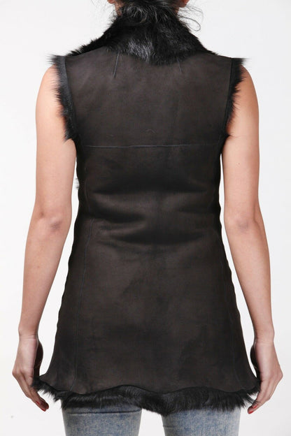 Womens Warmer Toscana Sheepskin Long Gilet-Seaford