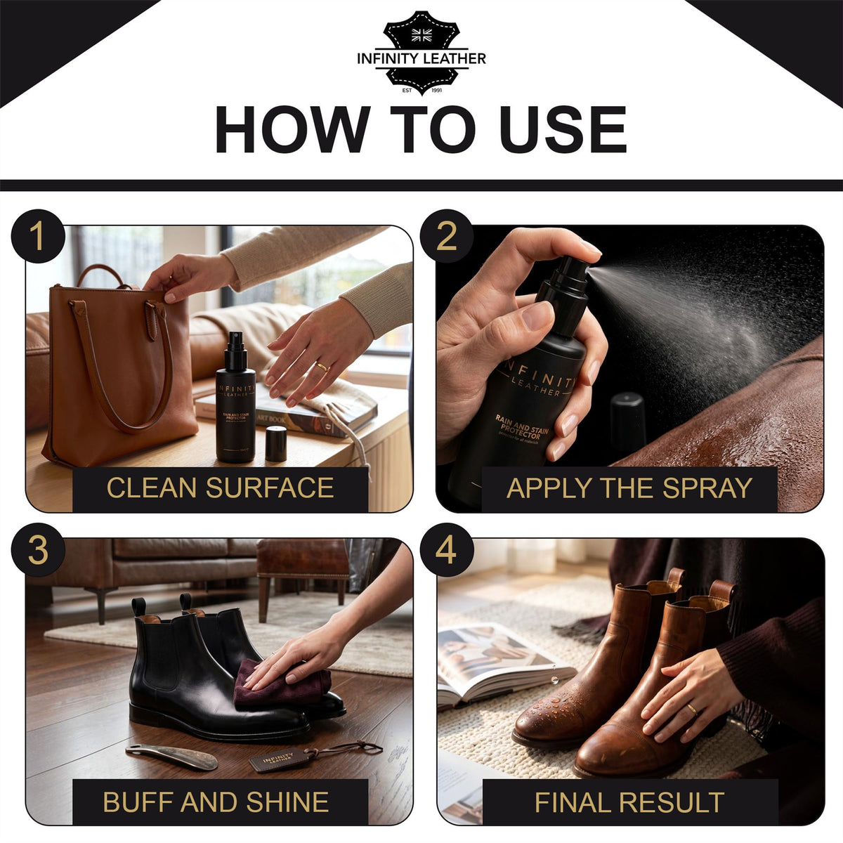 Waterproof Rain &amp; Stain Spray for Leather &amp; Suede, 2 Pack Protector