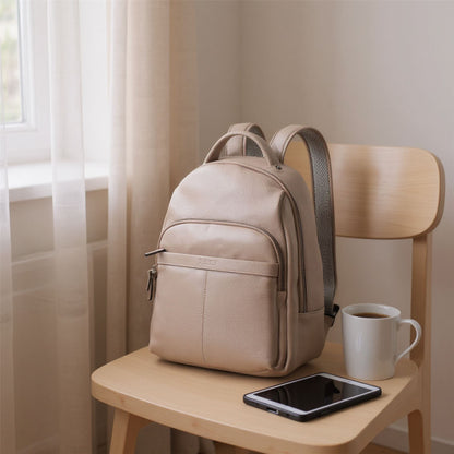 Genuine Leather Grey Vintage Rucksack Laptop Bag Travel Backpack - Capri