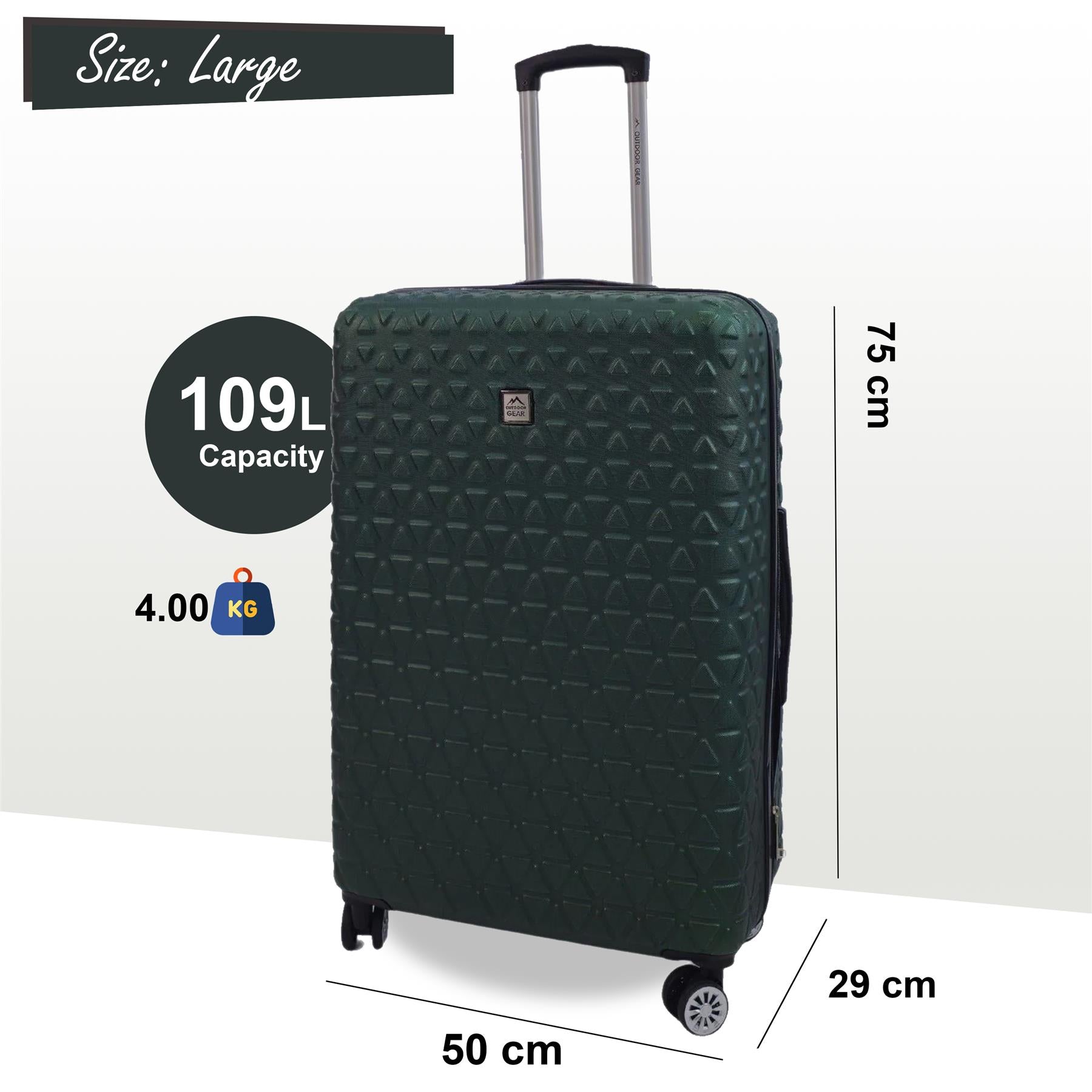 Adamsville Large Hard Shell Suitcase in Green