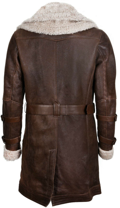 Mens 3/4 Length Sheepskin Leather Overcoat-Kendal