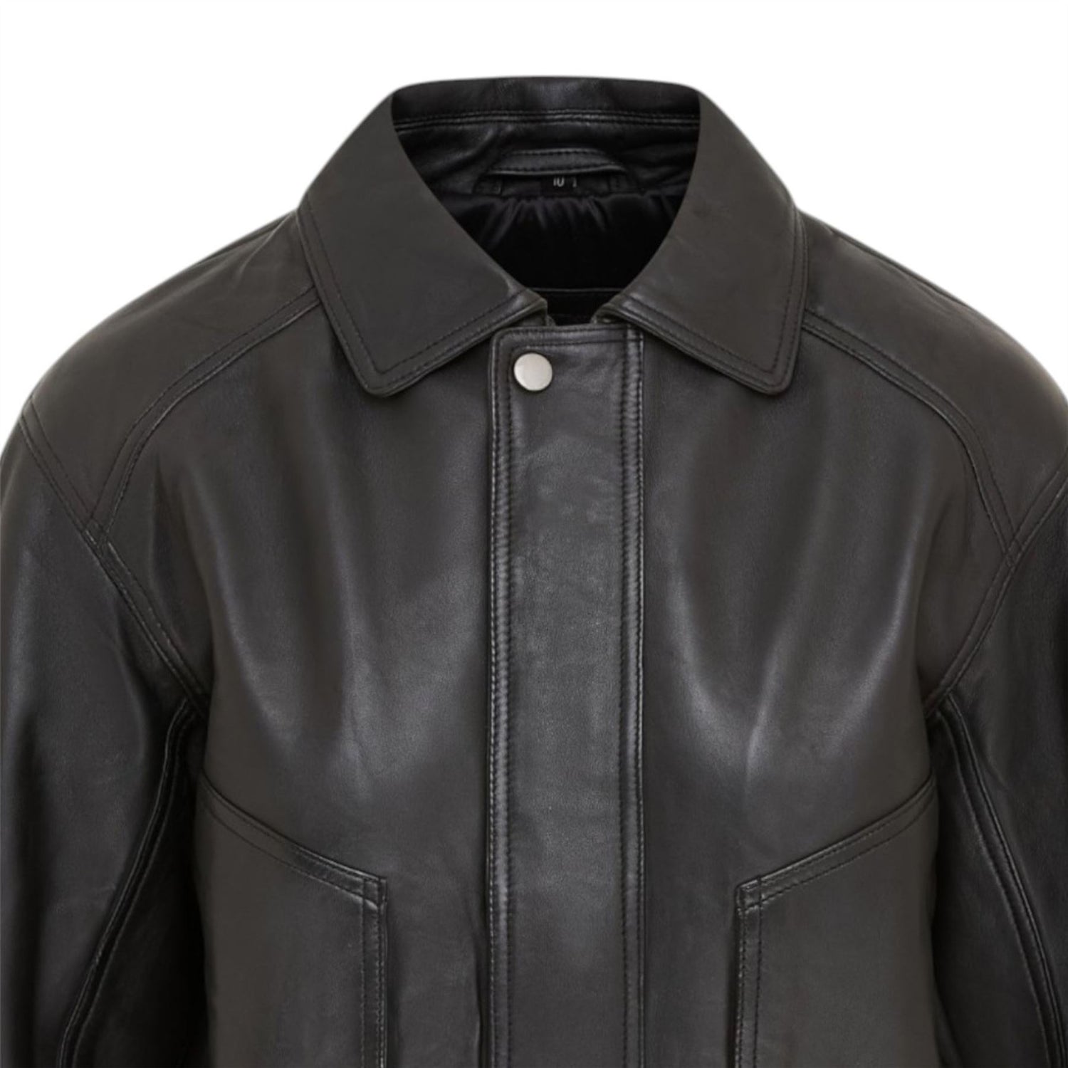 Womens Leather Biker Bomber Oversized Jacket - Blouson