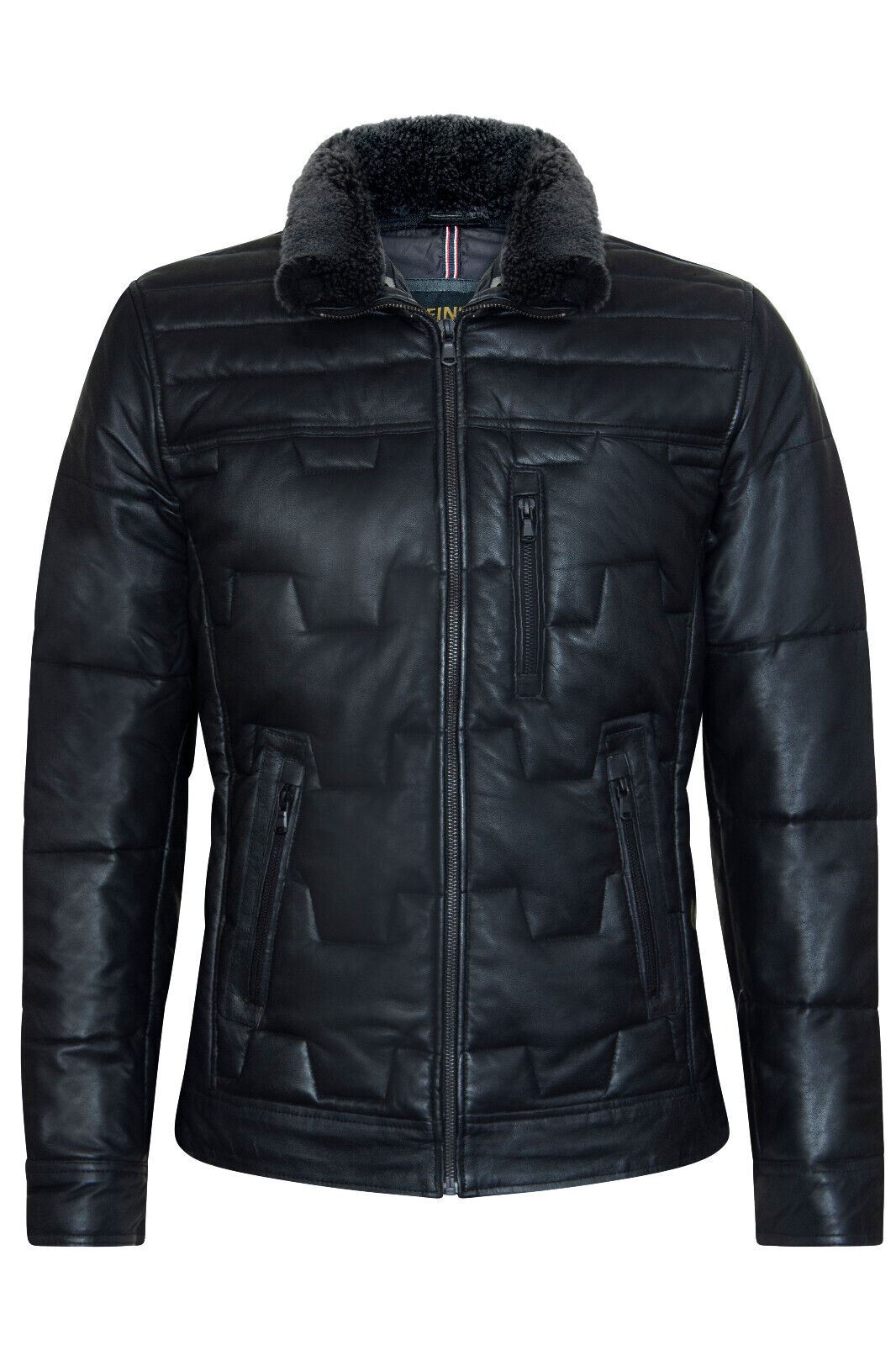 Mens Leather Quilted Puffer Biker Jacket - Thornton - Upperclass Fashions 