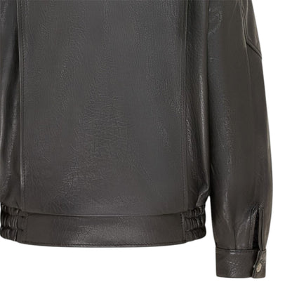 Womens Leather Biker Blouson Oversized Jacket - Big Bomber