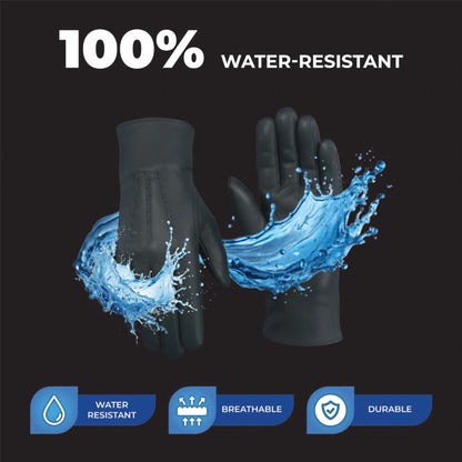 Womens Italian Leather Winter Stitch Line Design Soft Wool Lining Gloves