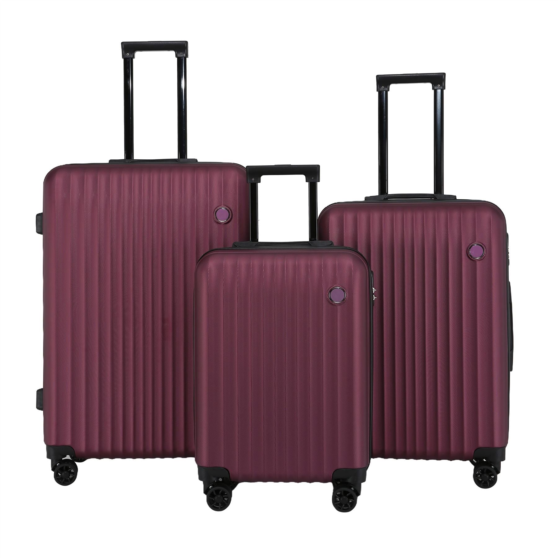 Edmonton Set of 3 Hard Shell Suitcase in Burgundy