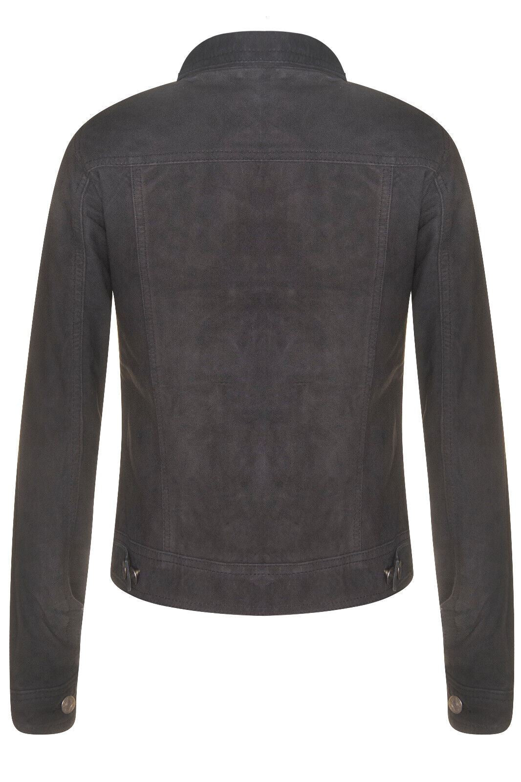 Womens Classic Suede Trucker Jeans Jacket-Neston