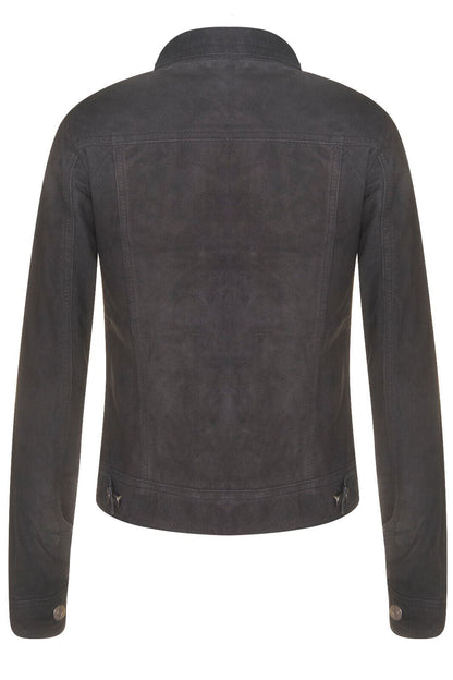 Womens Classic Suede Trucker Jeans Jacket-Neston