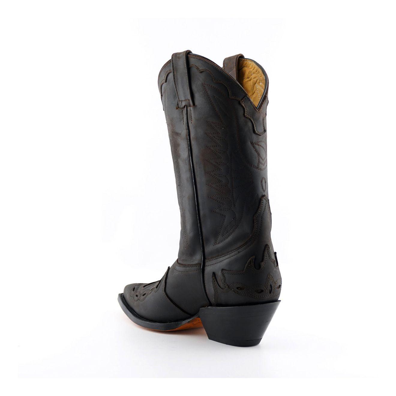Grinders Unisex Brown Leather Cowboy Boots-Arizona HI - Upperclass Fashions 