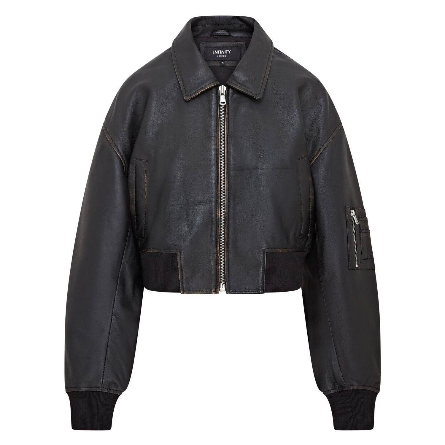 Womens Oversized Leather MA-1 Bomber Jacket - Warrington