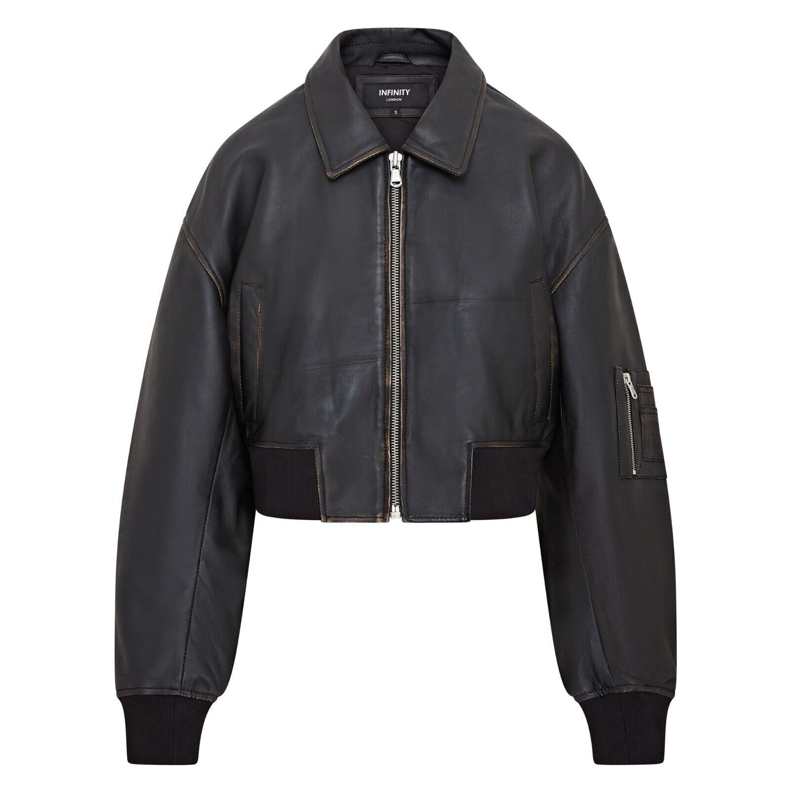 Womens Oversized Leather MA-1 Bomber Jacket - Warrington