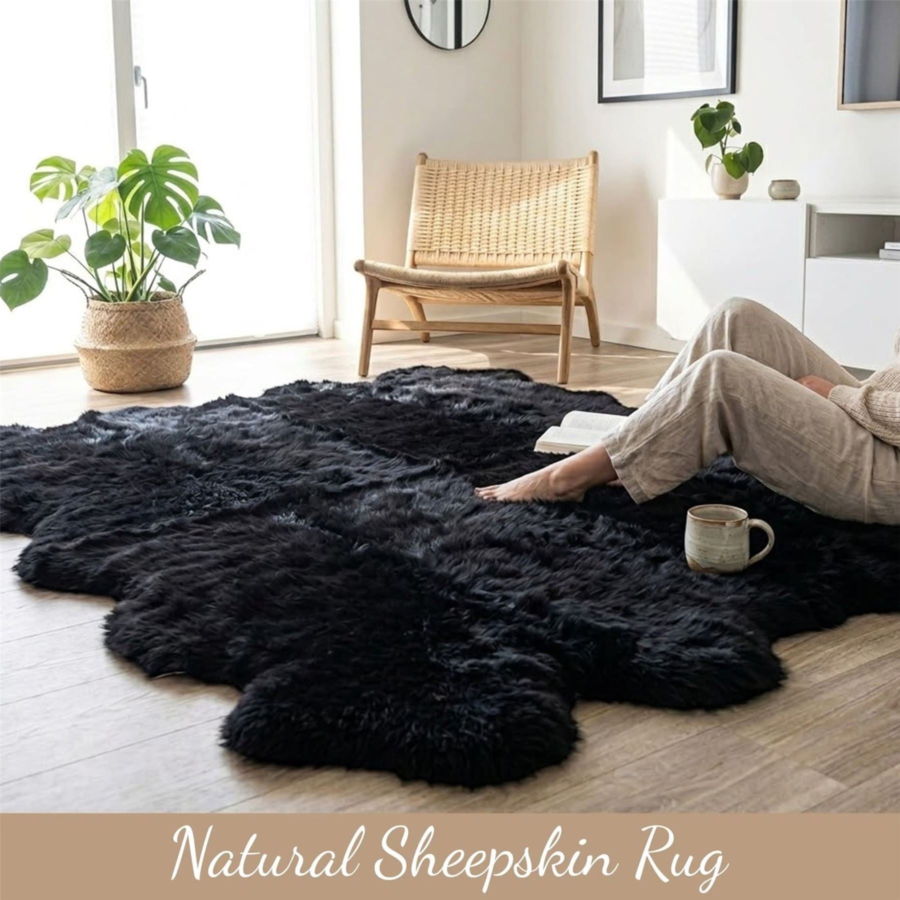 Genuine Sheepskin Quad Natural Fluffy Silky Soft Real Wool Rug