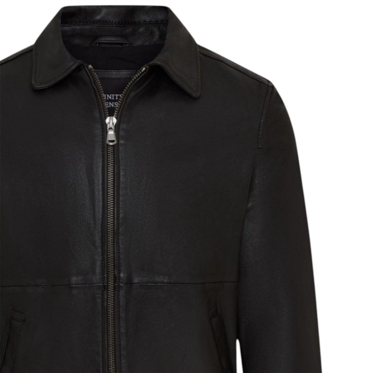 Mens Leather Harrington Collar Biker Jacket - Alpha