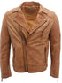 Mens Double Cross Zip Brando Leather Biker Jacket-Shrewsbury - Upperclass Fashions 