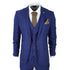 Mens Blue Brown Check 3 Piece Tailored Fit Suit - Upperclass Fashions 