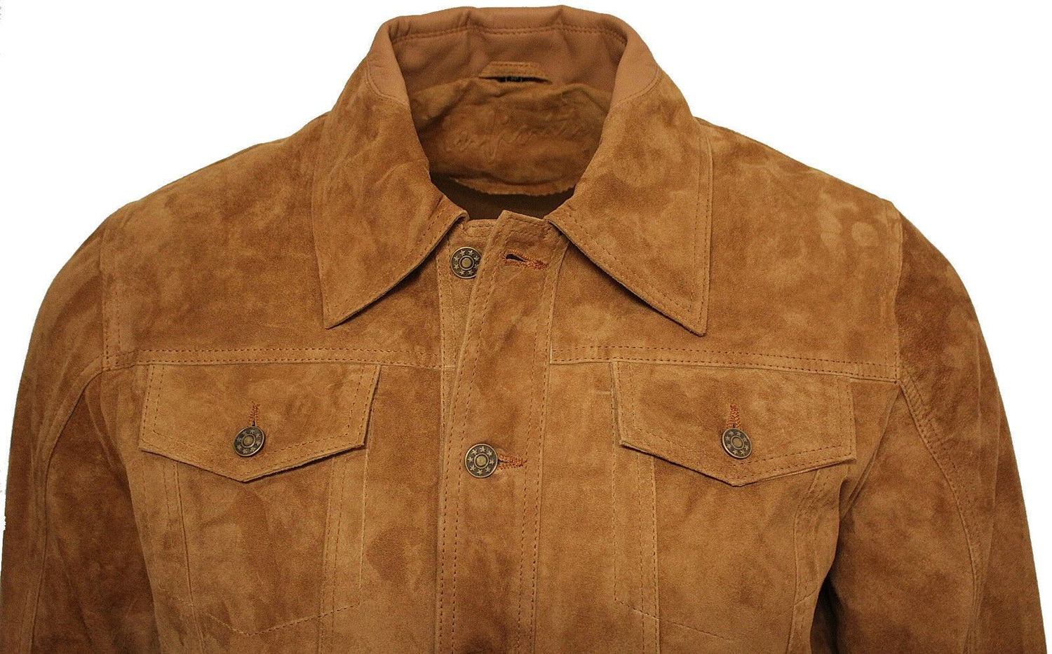 Mens Suede Leather Trucker Jacket-Dartmouth