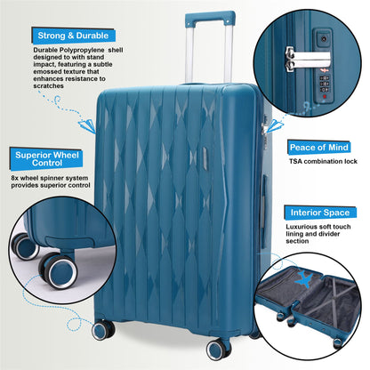 Burnaby Set of 3 Hard Shell Suitcase in Teal Blue