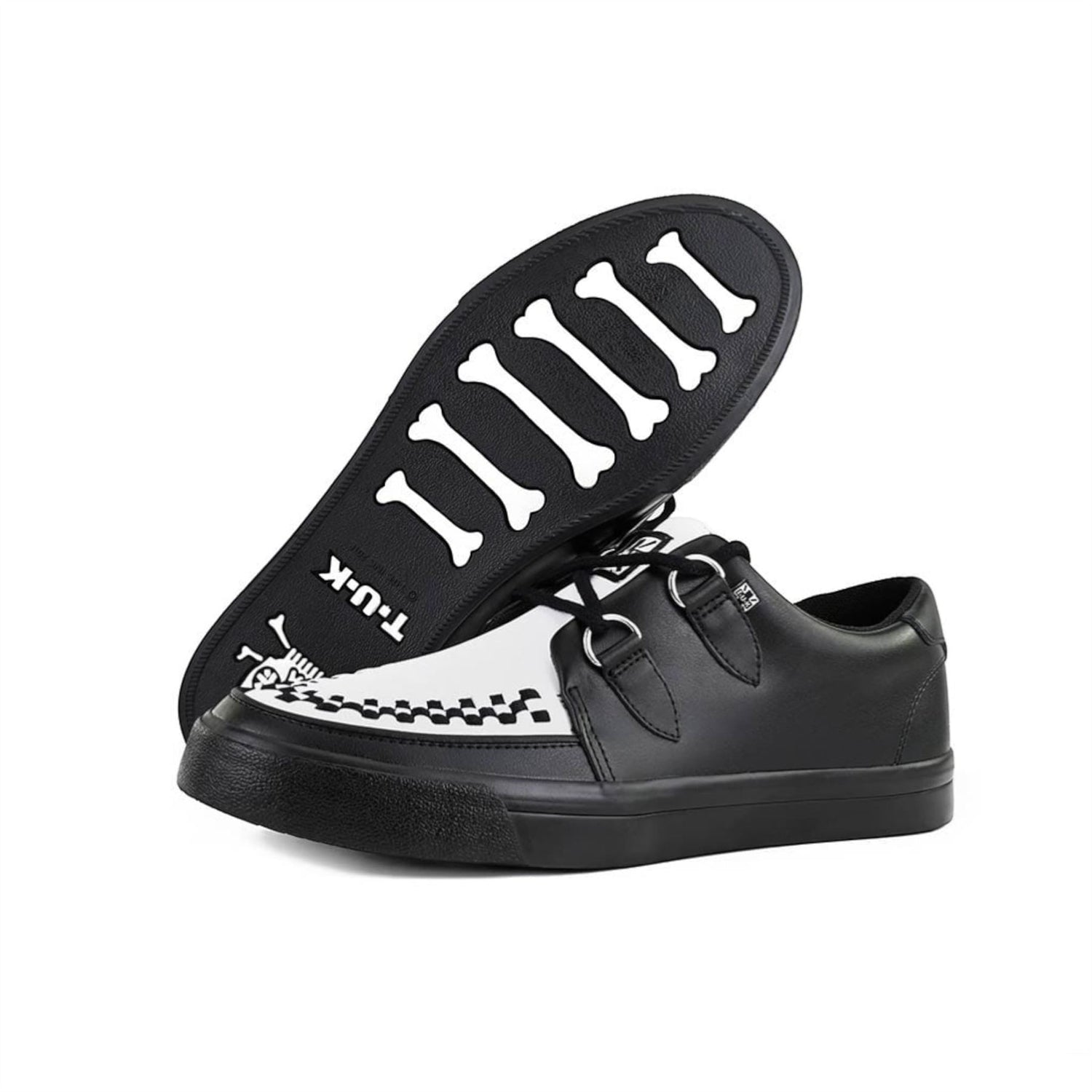 TUK Pointed Creeper Sneaker Black White Leather Platform Shoes - A9180