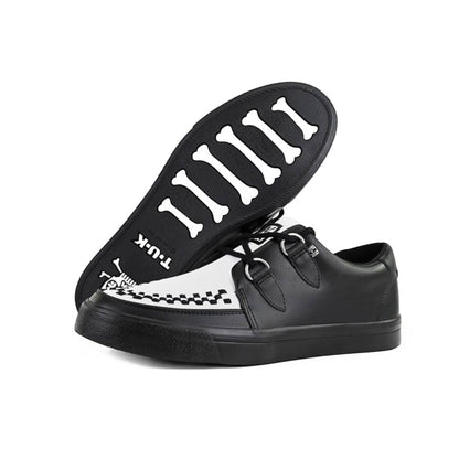 TUK Pointed Creeper Sneaker Black White Leather Platform Shoes - A9180