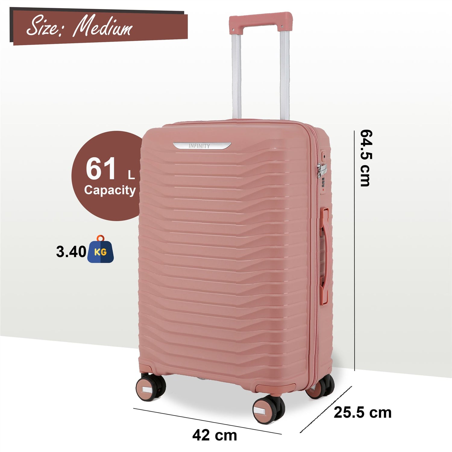 Burnaby Medium Hard Shell Suitcase in Pink