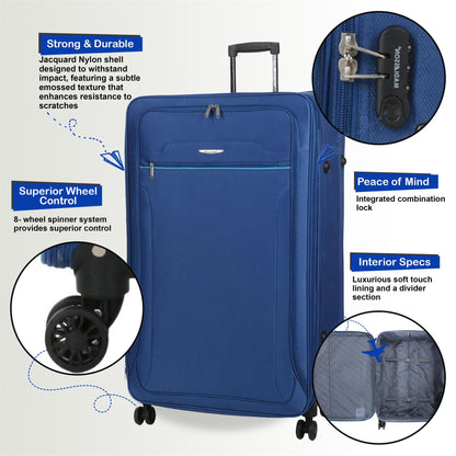 Calera Large Soft Shell Suitcase in Blue