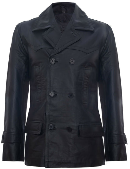 Mens Leather CowHide German Peacoat-Epping