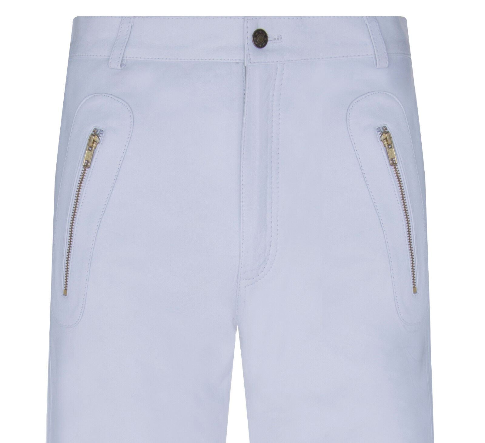 Mens Comfort Leather Zip Jeans-Harlow