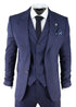 Mens Navy Blue 3 Piece Tweed Herringbone Suit Peaky Blinders Classic Tailored - Upperclass Fashions 