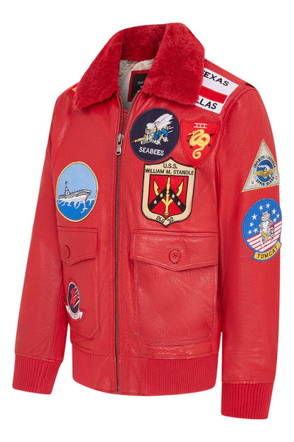 Mens A2 Top Gun  Leather Bomber Jacket-Camborne