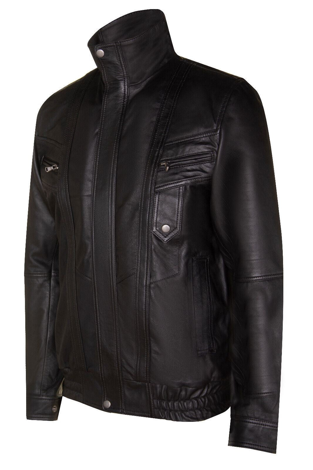 Mens Classic Leather Bluson Bomber Jacket-Cranbrook - Upperclass Fashions 