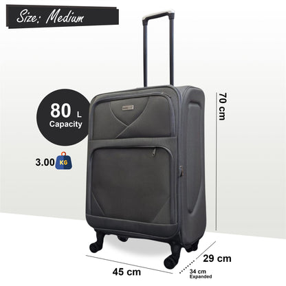 Nagoya Medium Soft Shell Suitcase in Grey