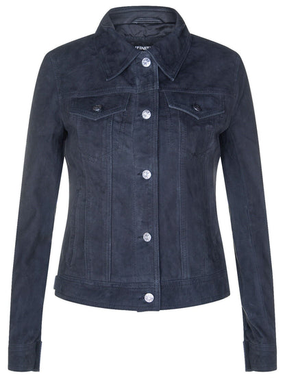Womens Classic Suede Trucker Jeans Jacket-Neston