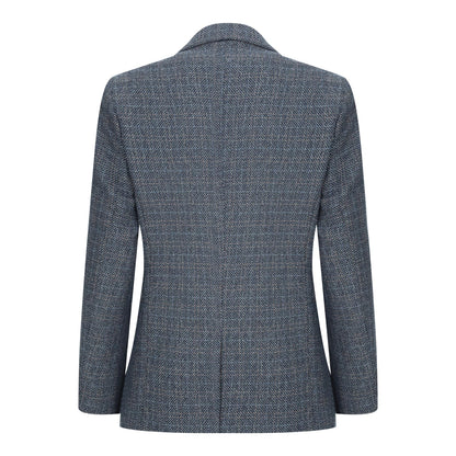 Boys 3 Piece Blue Tweed Check Vintage Retro Suit