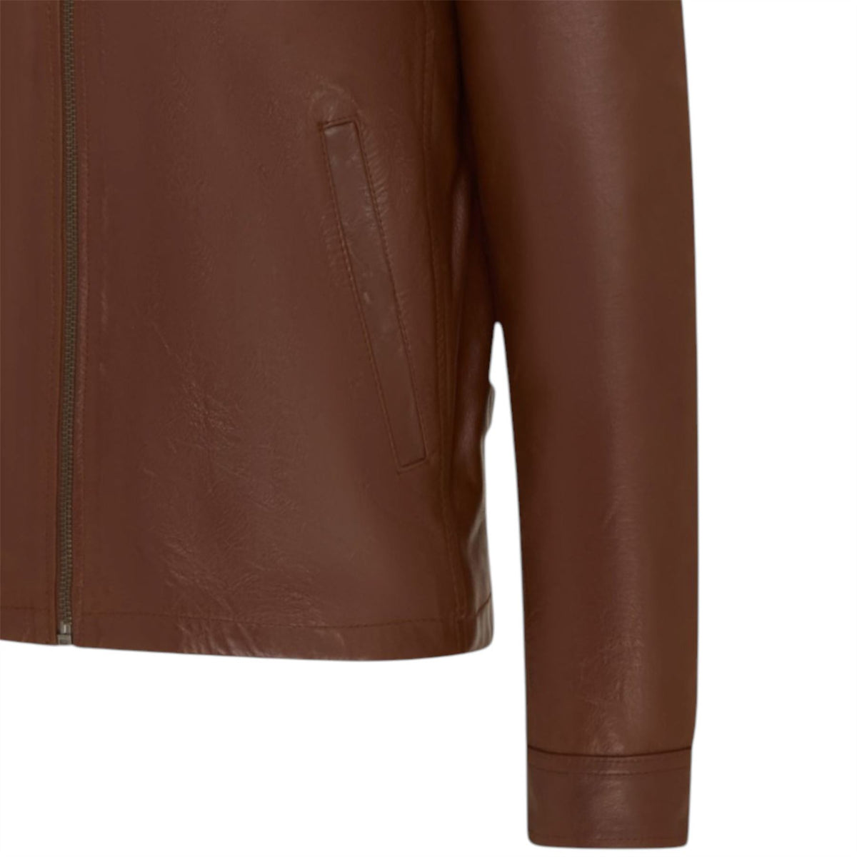 Mens Leather Harrington Collar Biker Jacket - Arick